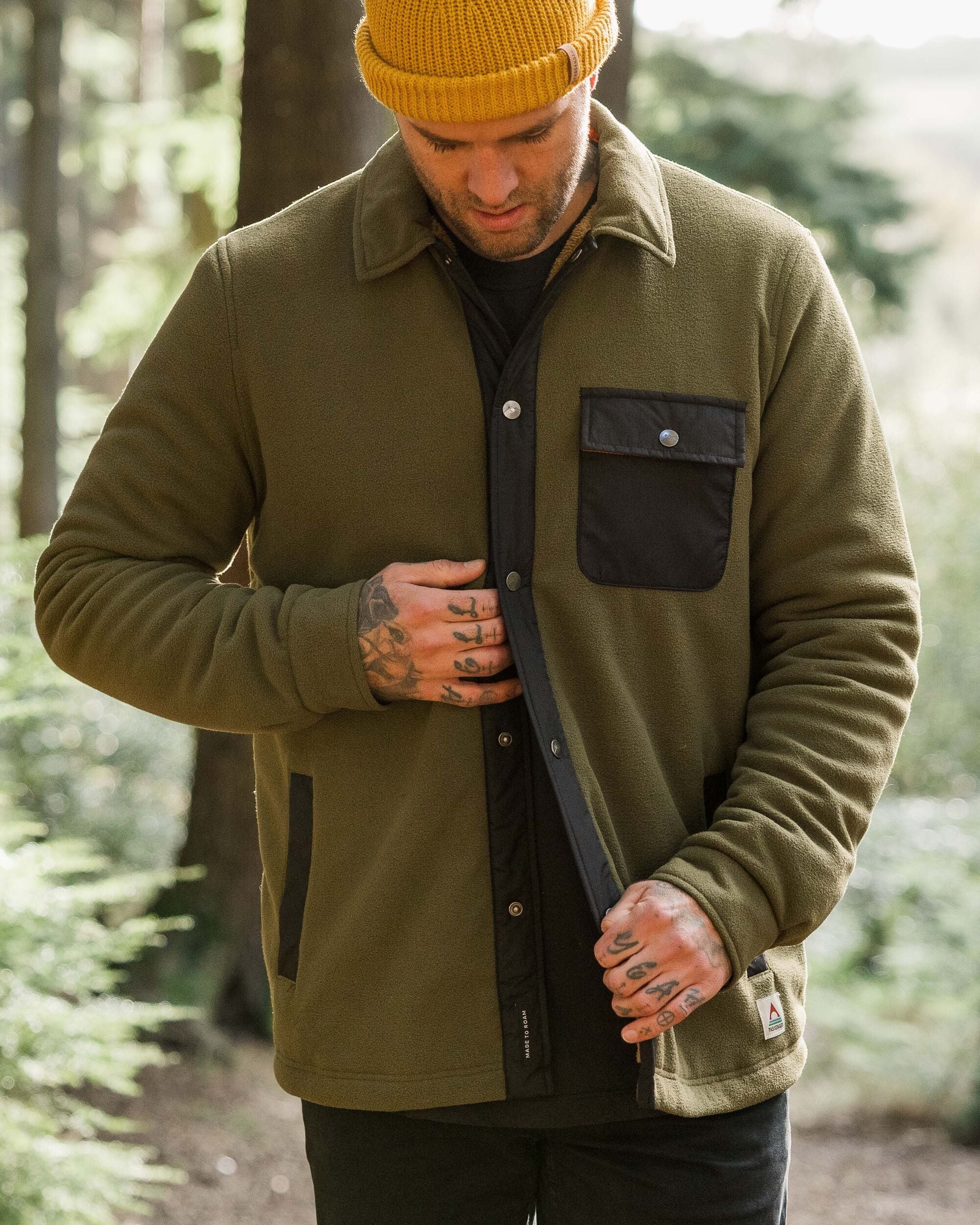 Firelight Sherpa Lined Overshirt - Khaki