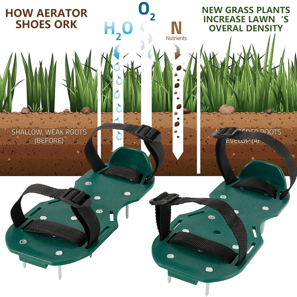 ZTOO 13 x 45 mm Spikes Pair Lawn Garden Grass Aerator Aerating Sandals Shoes with Metal Buckles and 3 Straps for Aerating Your Lawn or Yard