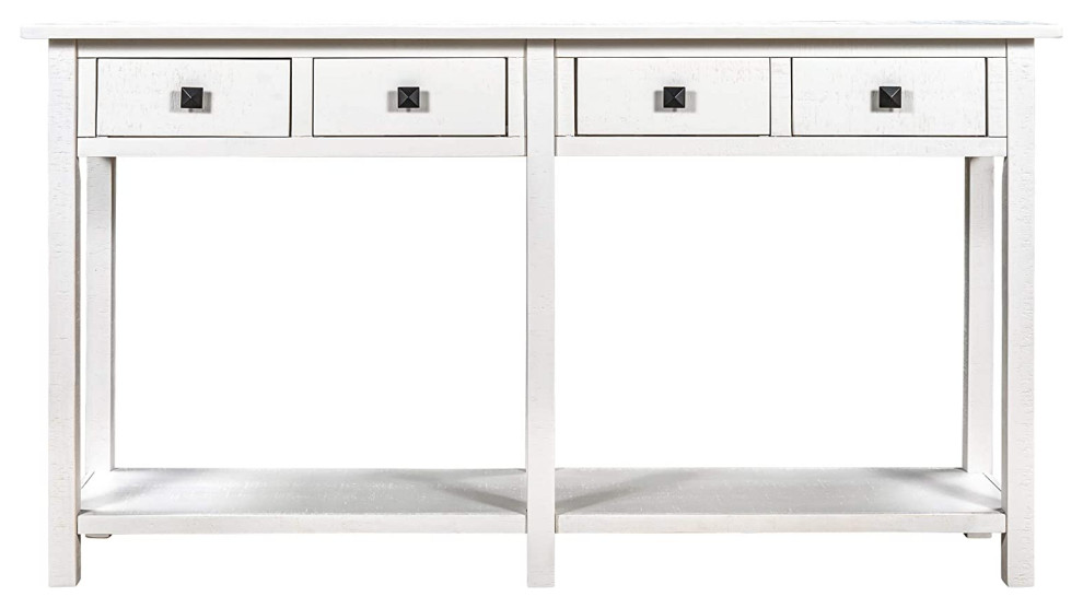 Narrow Console Table  Hardwood Frame With 4 Drawers and Long Shelf   Transitional   Console Tables   by Decorn  Houzz