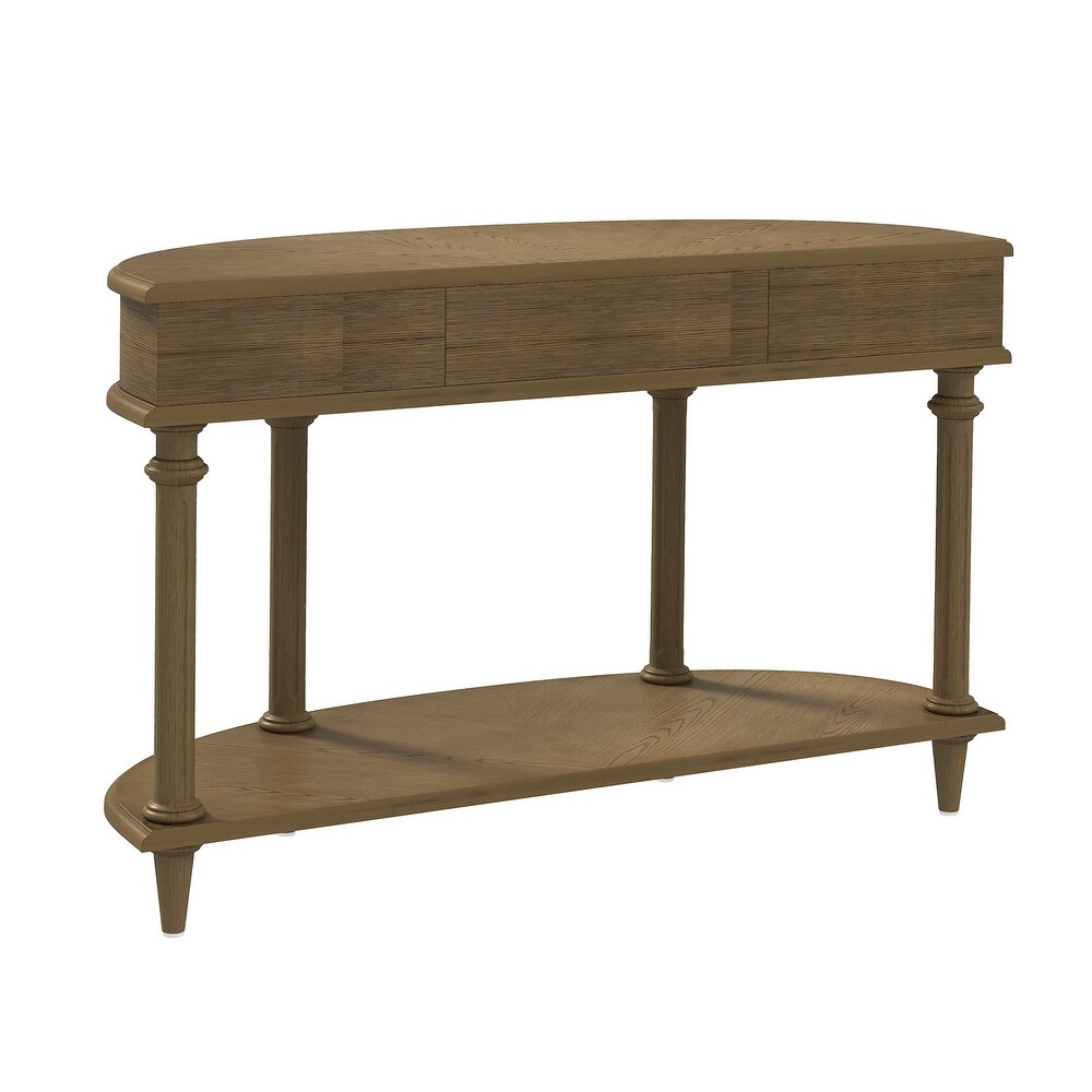 （Preferred Choice for Fine Wood Furniture) Semi Circular Table 46'' Console Table；Classic Vintage Brown   46\