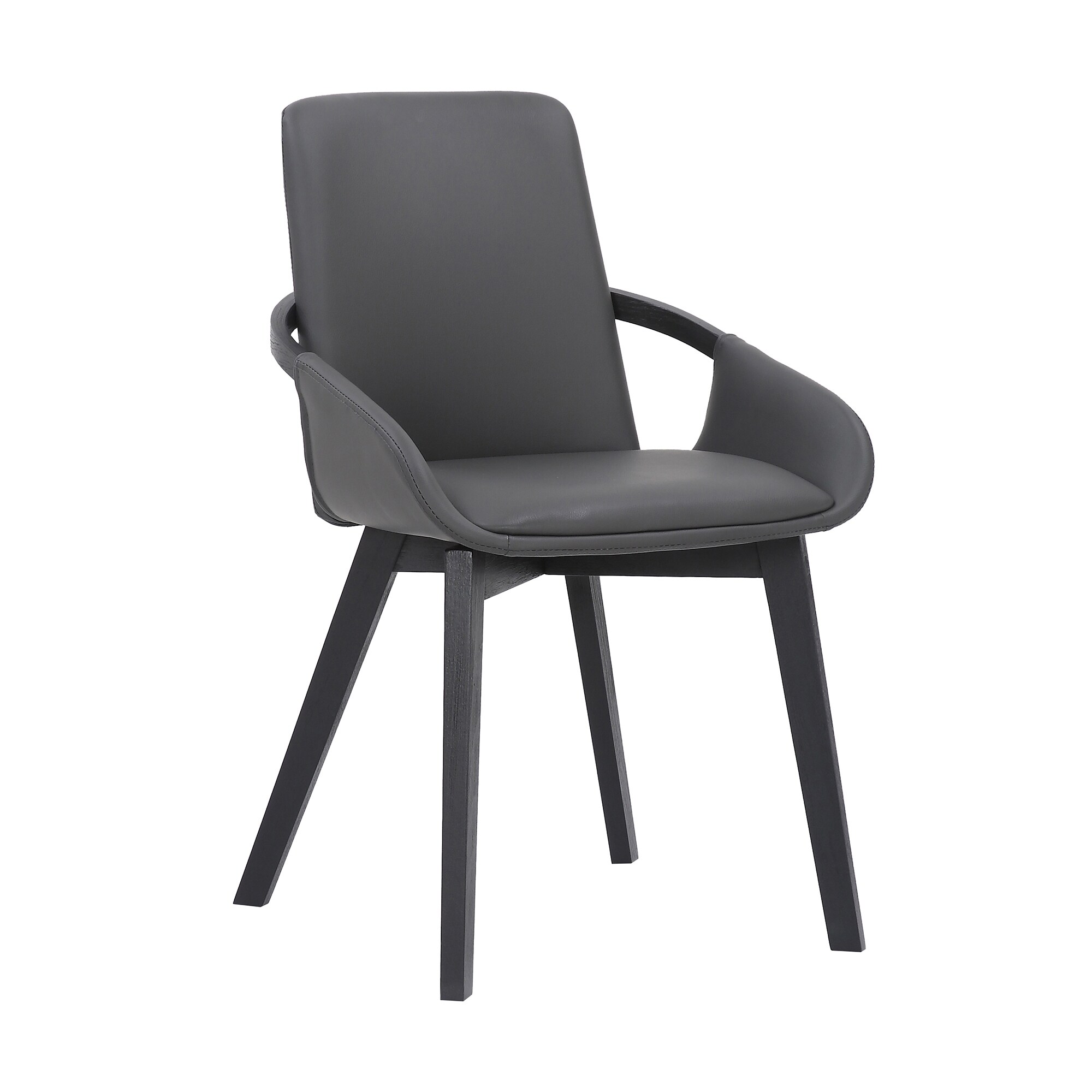 19 Inches Leatherette Dining Chair with Bucket Seat， Black - 33 H x 21 W x 22.5 L