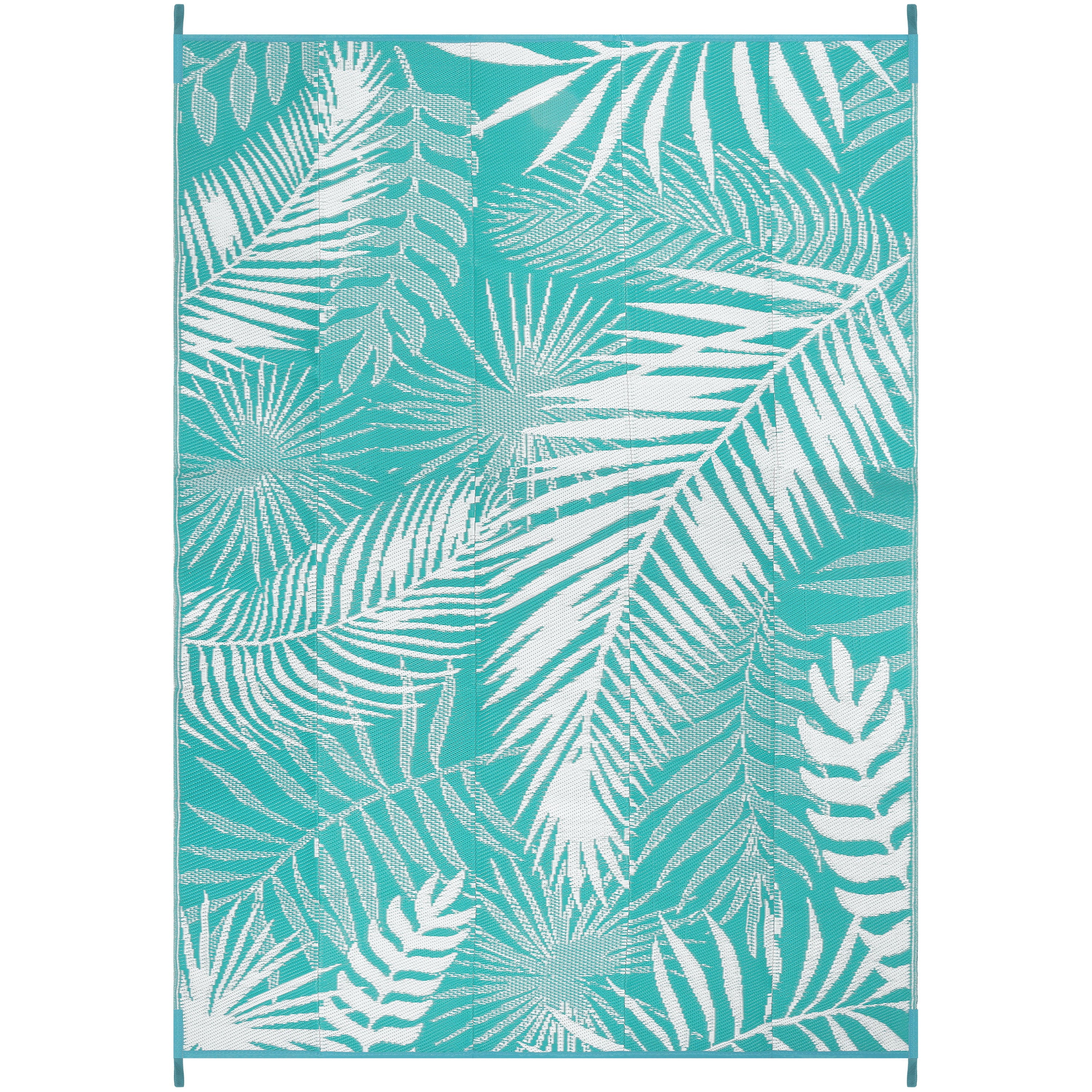 MeyJey High Quality Plastic Straw Reversible Outdoor Rugs Waterproof Leaf Carpet for RV, Patio, Deck, Camping 6' x 9' Teal