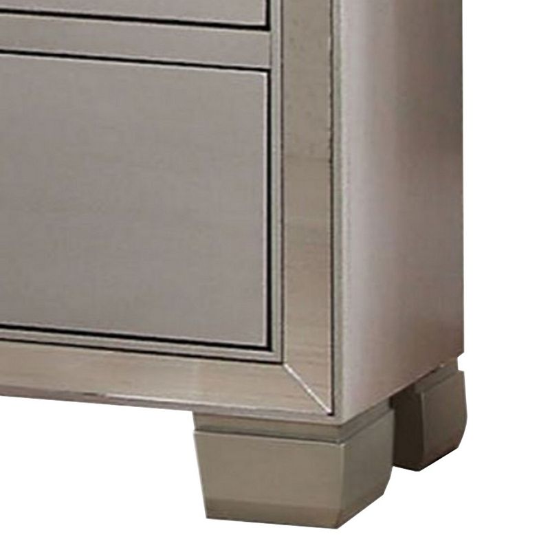 Two Drawer Nightstand With Mirror Insert Front Trim， Platinum