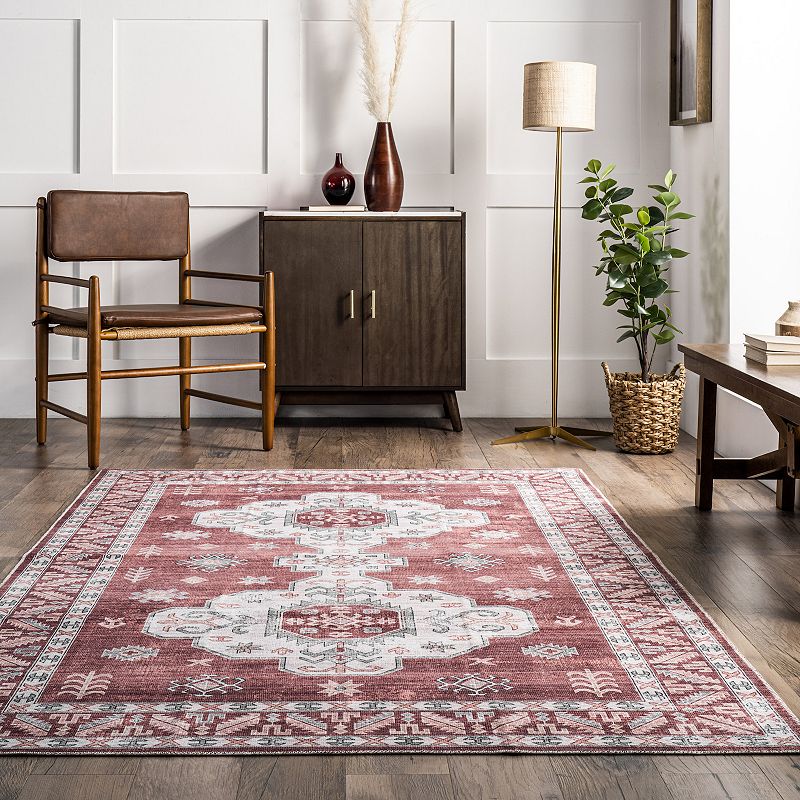 nuLoom Norma Machine Washable Traditional Medallion Area Rug