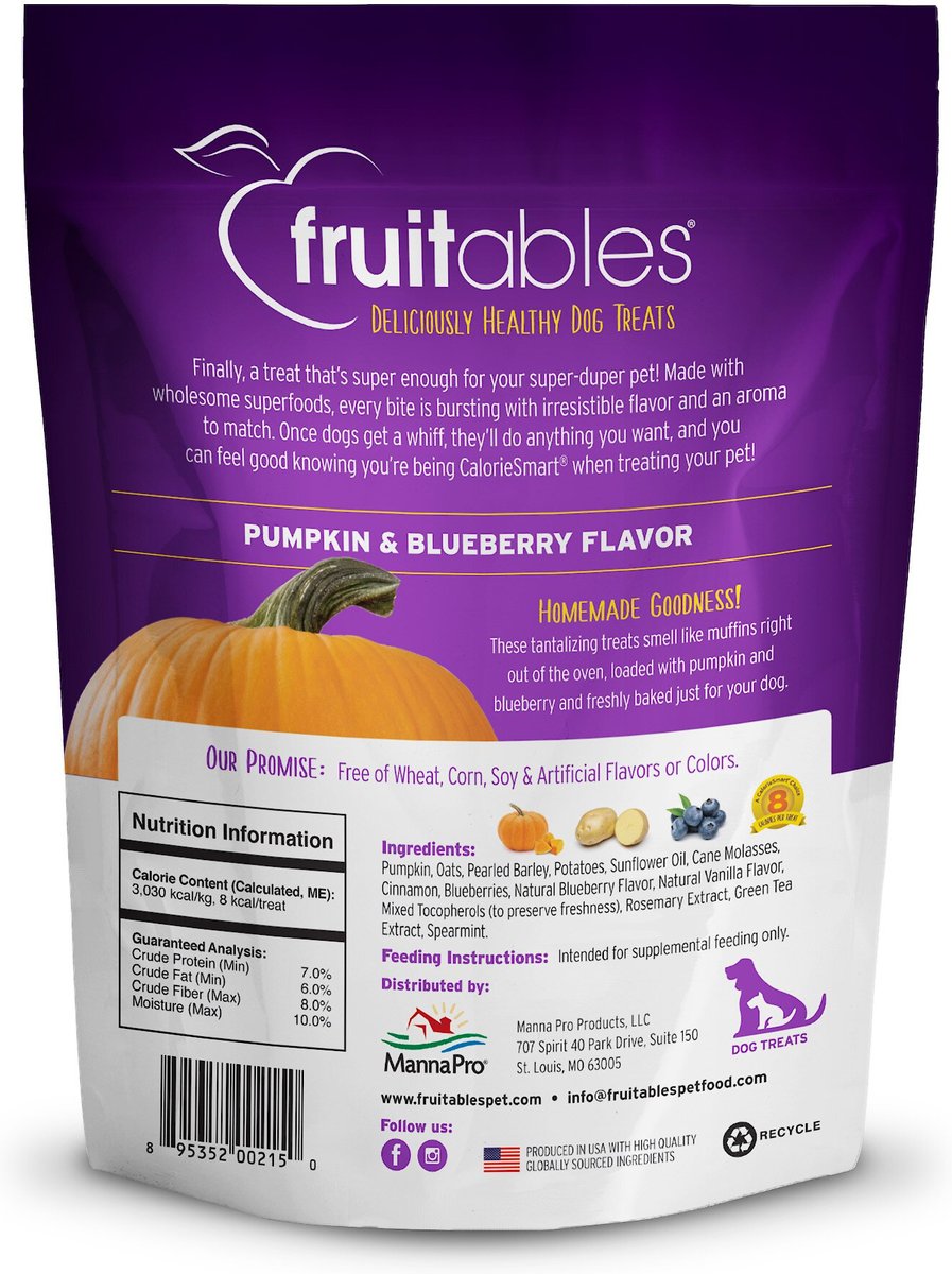 Fruitables Pumpkin and Blueberry Flavor Crunchy Dog Treats