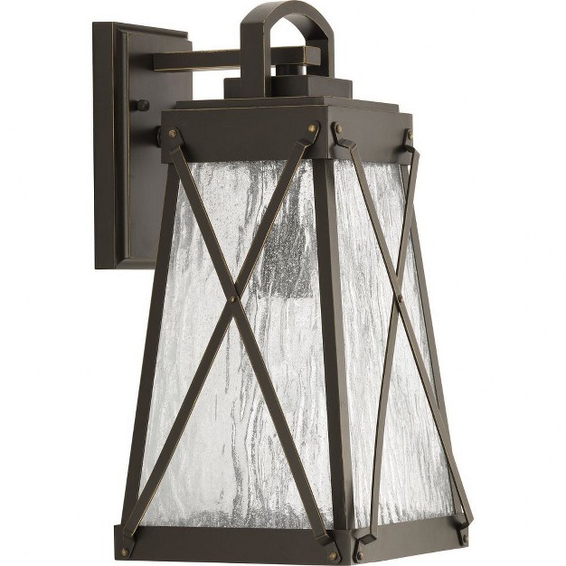 Progress Lighting Creighton 1 light Outdoor Wall Lantern Antique Bronze Clear Water Glass