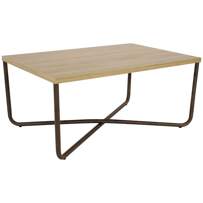 Sunnydaze Industrial-Style MDP Cross Legs Coffee Table - Brown