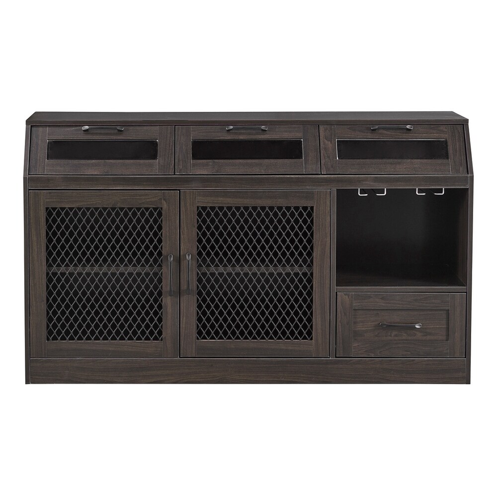 Kitchen Sideboard with Adjustable Shelves and Wineglass Holders