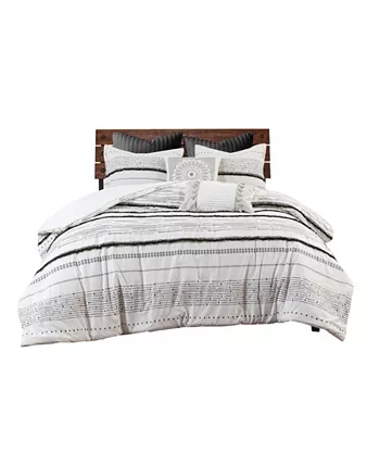 INK+IVY Nea Boho Stripe Cotton 3-Pc. Duvet Cover Set， Full Queen