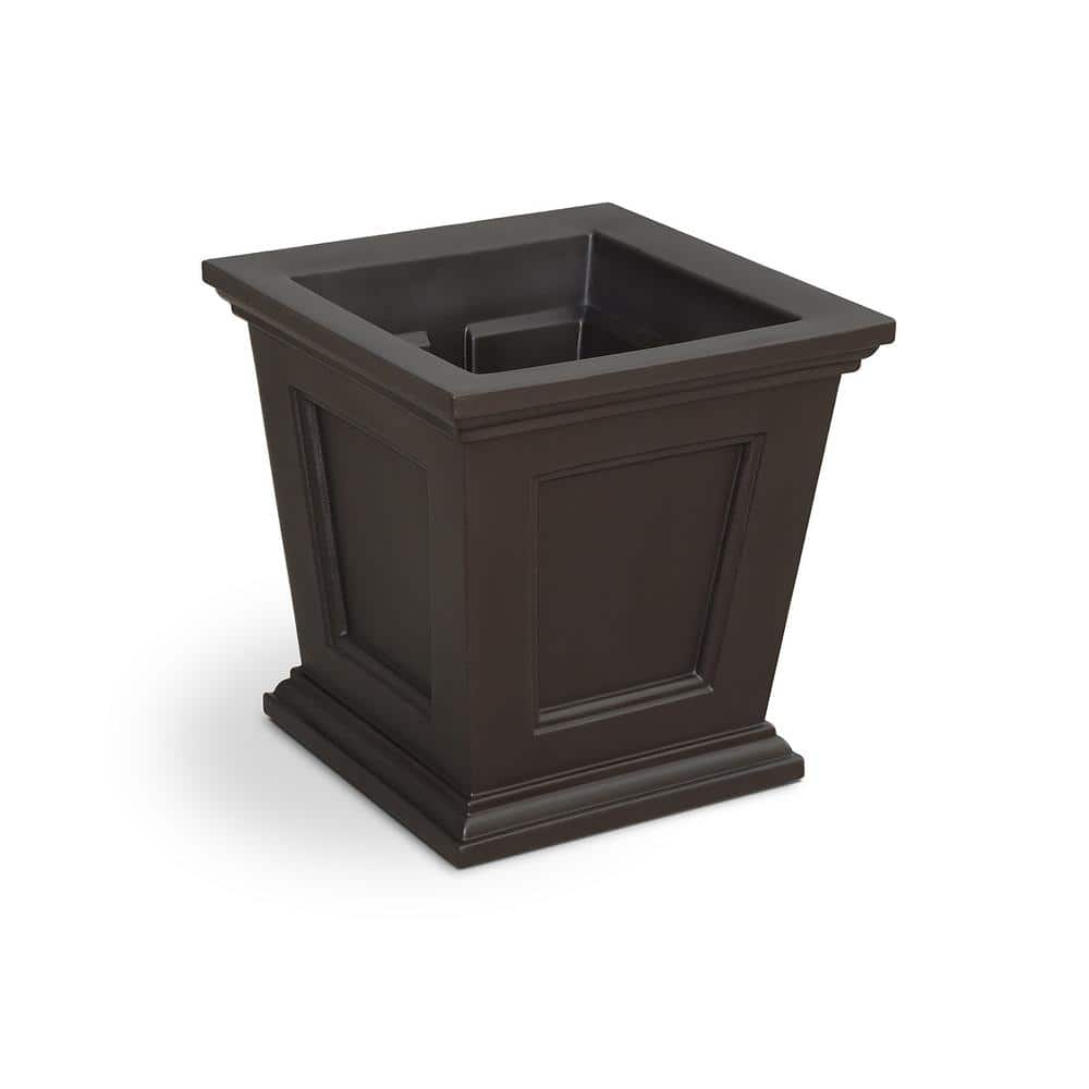 Mayne Fairfield 16 in. Square Self-Watering Espresso Polyethylene Planter 5887-ES