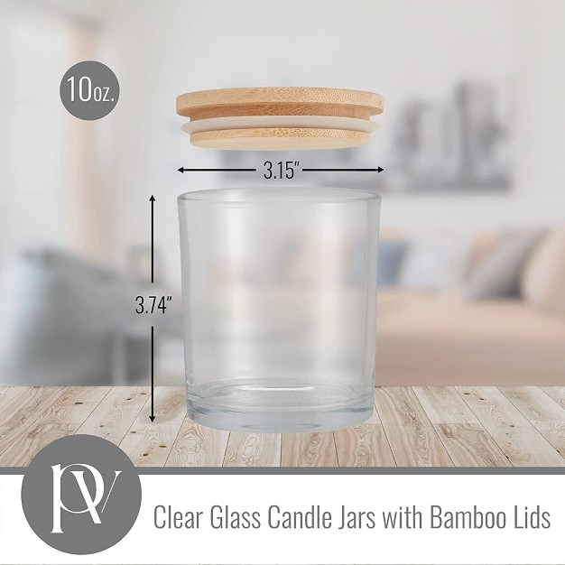 Pavelle 10 Oz Clear Glass Candle Jars W bamboo Lids For Candle Making