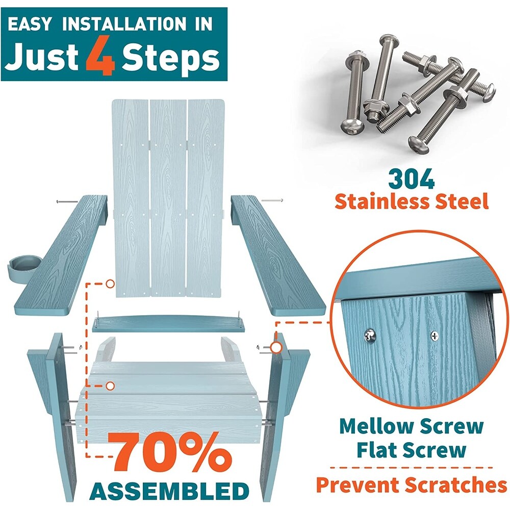 WINSOON  Weather HIPS Outdoor Adirondack Chair with Cup Holder