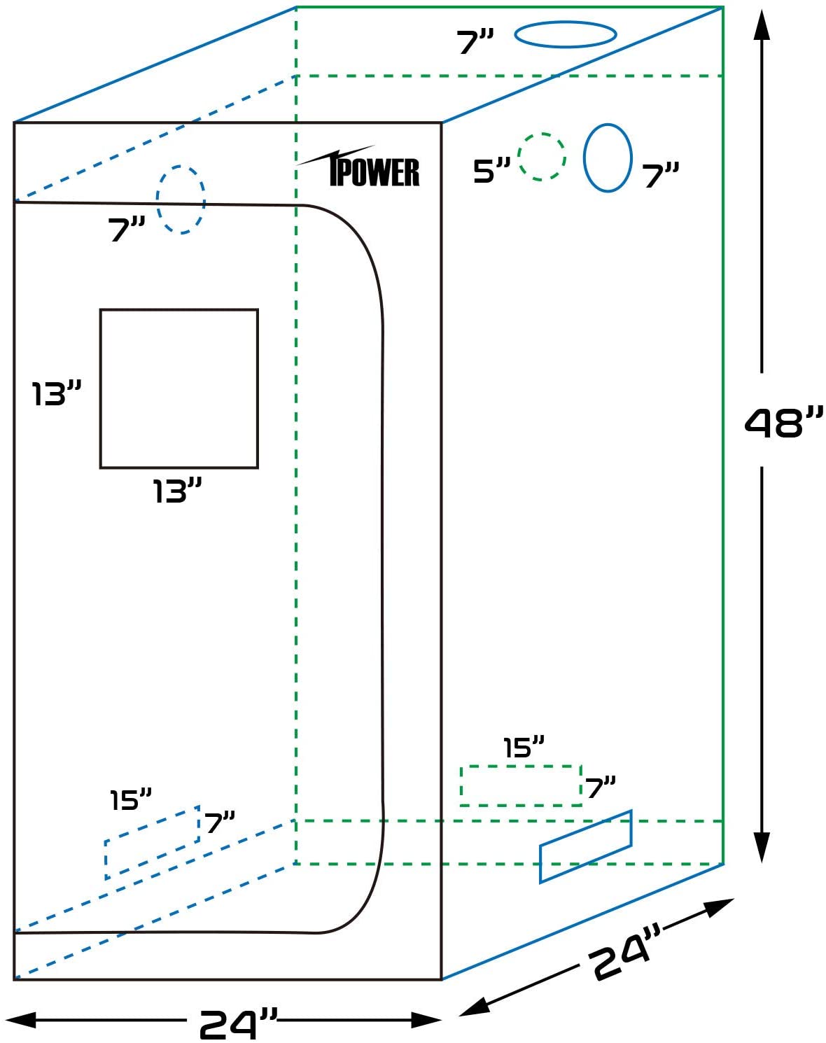 iPower Mylar Hydroponic Water-Resistant Grow Tent for Plant Growing Seedling， Black