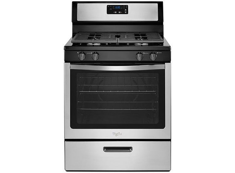 Whirlpool 5.1 Cu. Ft. Black-On Stainless Freestanding 4-Burner Gas Stove