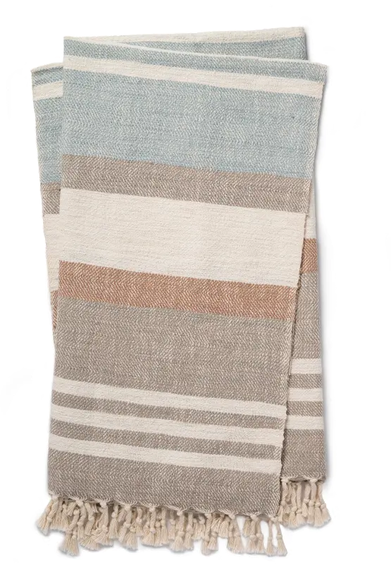 Magnolia Home Furniture Hand Taupe and Multi Color Cotton Throw Blanket