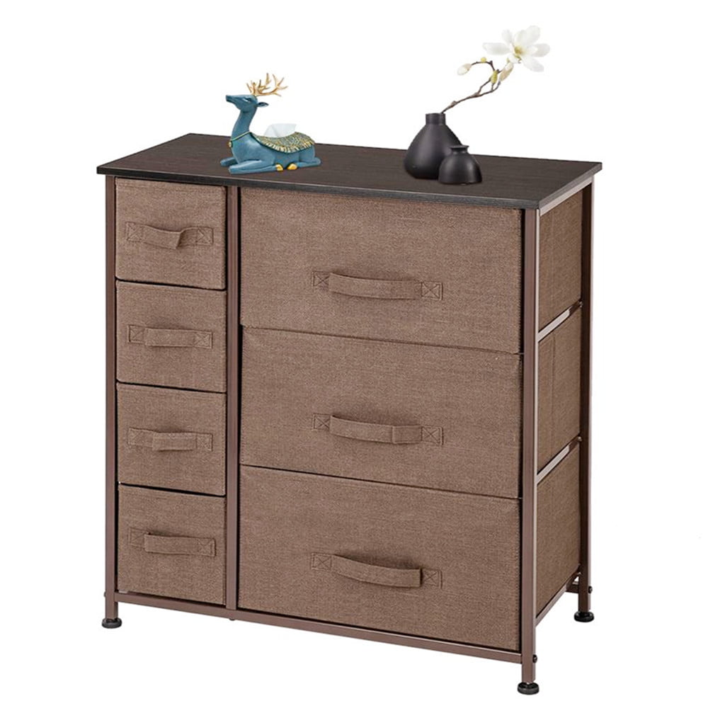 Ubesgoo 7 Drawers Vertical Dresser Storage, Classic Wood Brown