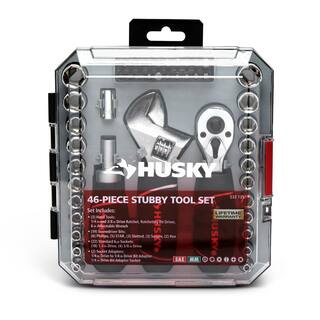 Husky 14 in. and 38 in. Stubby Ratchet and Socket Set (46-Piece) H46PCSTS