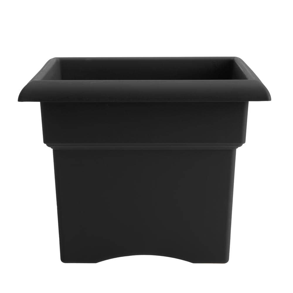 Bloem Veranda Square 18 in. Black Plastic Deck Box Planter 57918