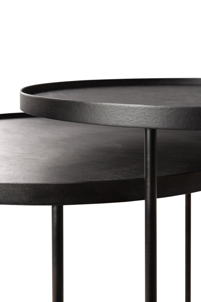 Round Tray Side Table Set (2)  OROA   Industrial   Coffee Table Sets   by Oroa   Distinctive Furniture  Houzz