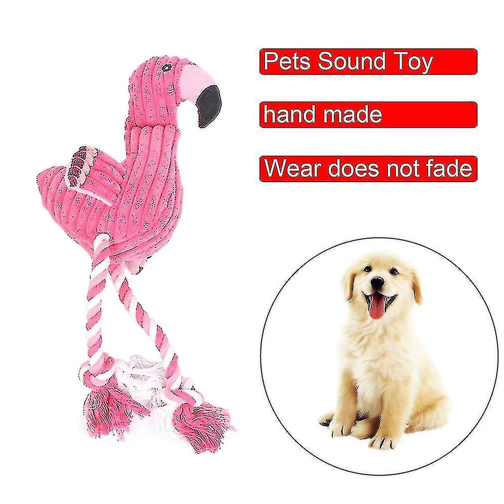 Corduroy Knot Rope Pets Sound Toy Flamingo Shaped Squeaker Grinding Teeth Doll