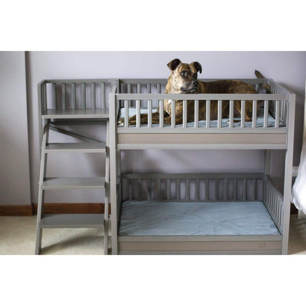 New Age Pet ECOFLEX Large Grey Dog Bunk Bed with Removable Cushions EHBB405