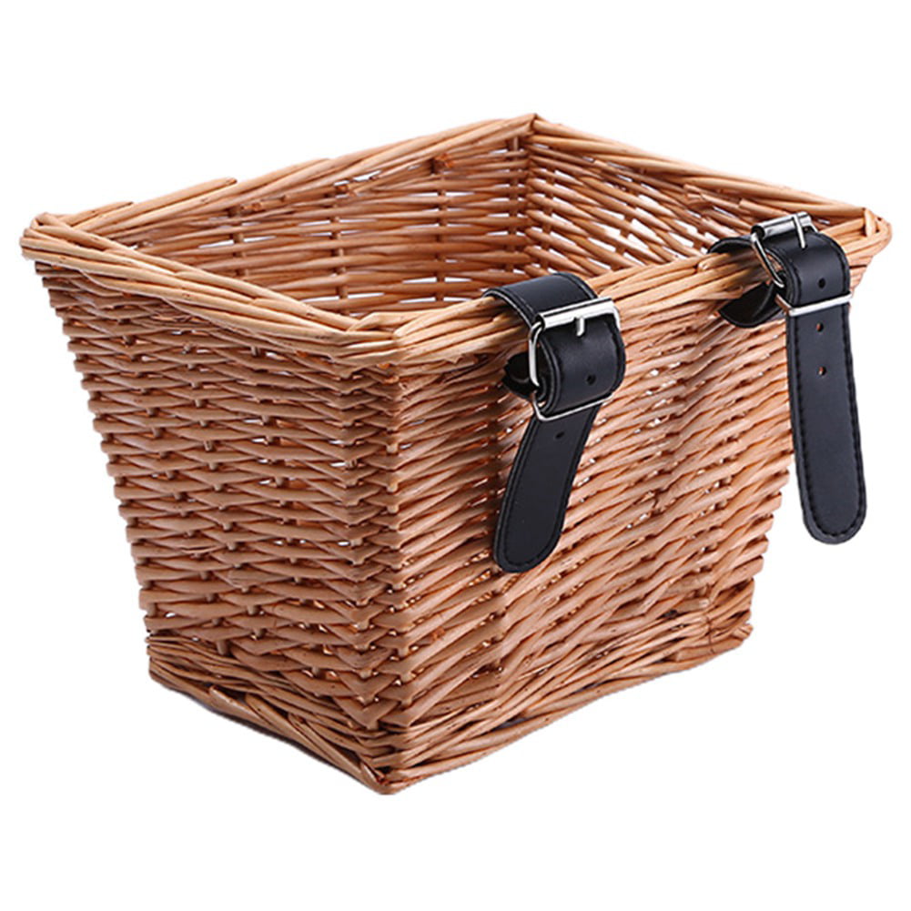 Bicycle Basket For Girls Women Hand-Woven Natural Wicker Bike Handlebar Front