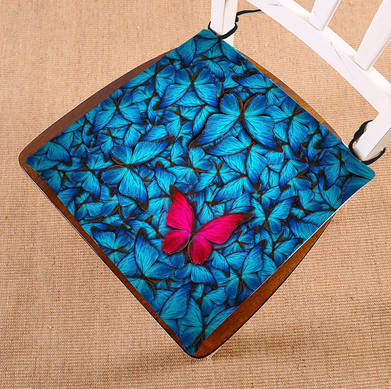 Animal Chair Pad， Beautiful Butterflies Blue Red Seat Cushion Chair Cushion Floor Cushion 45x45 Cm