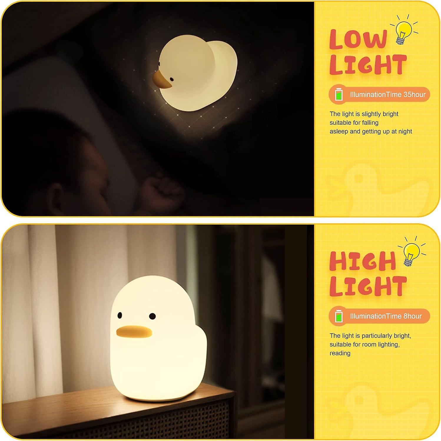 Cute Duck Animal Silicone Nursery Night Light Rechargeable Table Lamp Bedside Lamp With Touch Sensor For Baby Girls Women Bedrooms， Living Room