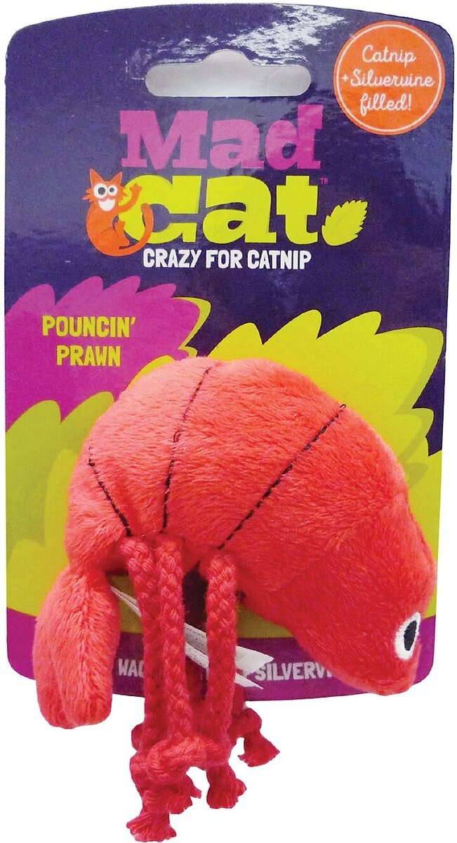 Mad Cat Pouncin' Prawn Catnip and Silvervine Cat Toy