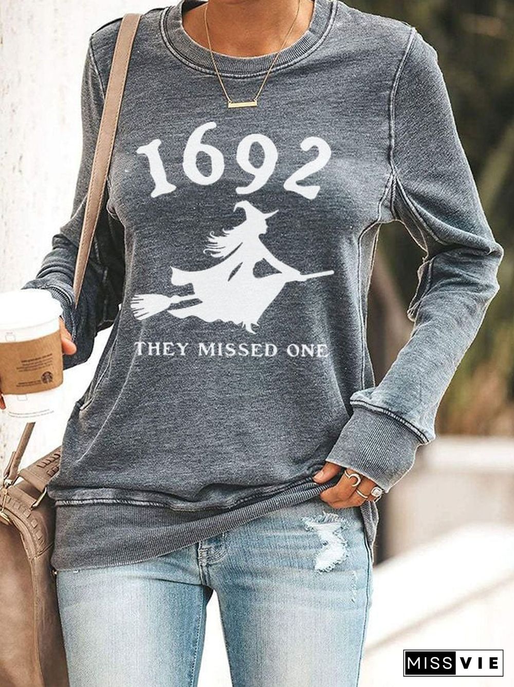 Women's 1692 Witch They Missed One Print Sweatshirt