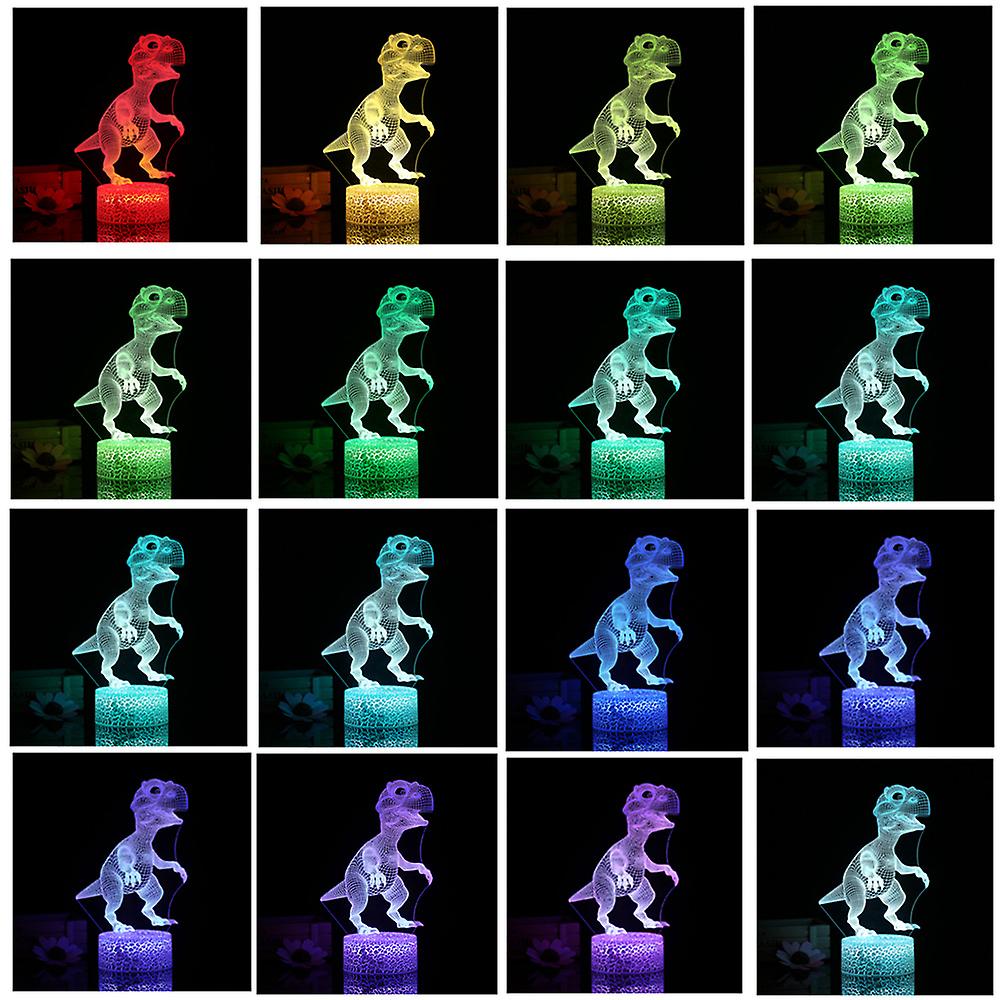 3d Dinosaur Led Night Light Illusion Lamp Color Changing Lights Bedside Table Desk Lamp With Touching and Remote Control For Kids Gifts Home Decoration