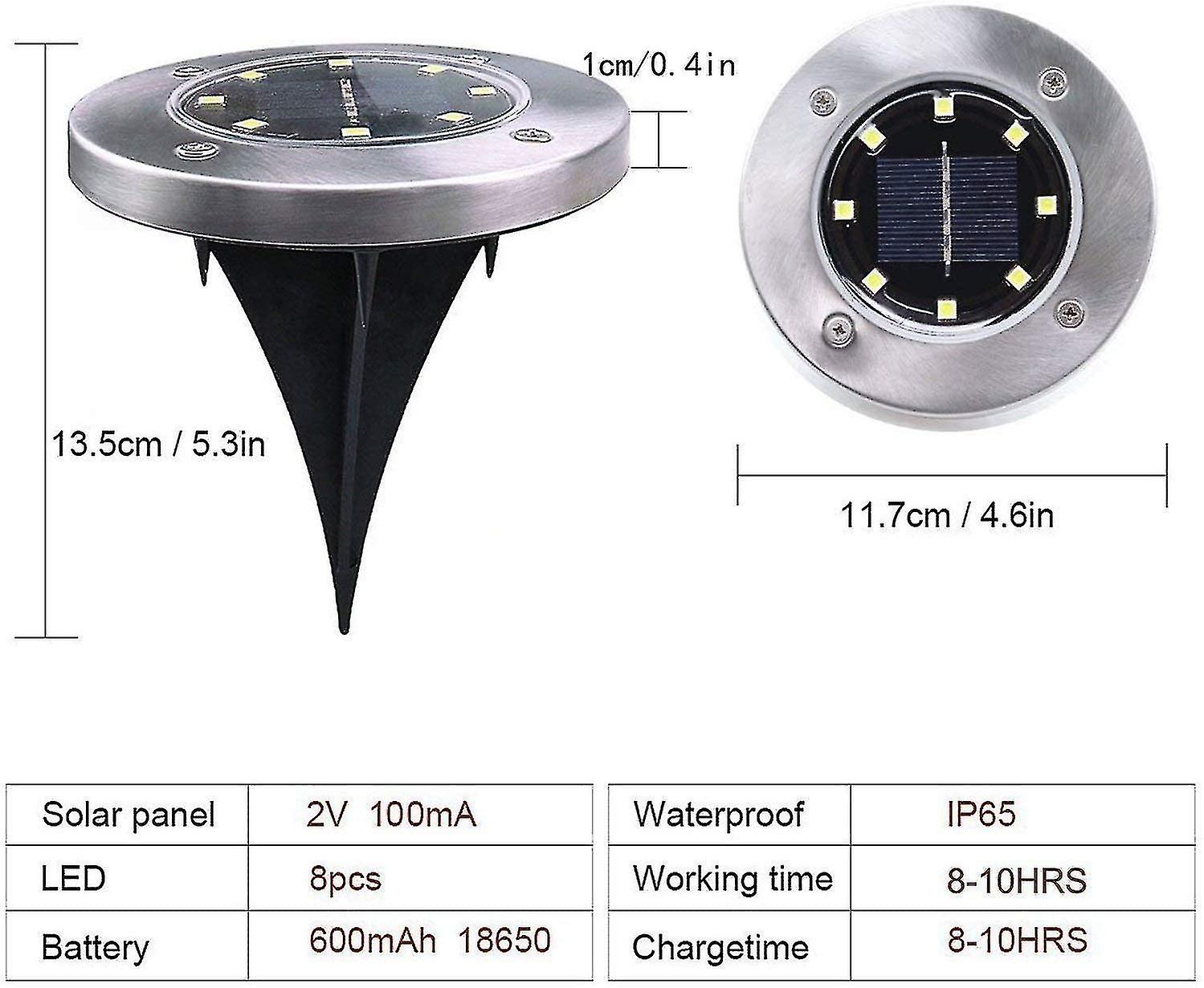 Solar Lamps For Outdoor 8 Led， Solar Garden Floor Lamp， Outdoor Floor Lamp Garden Lamps Ip65 (8 Warm White)