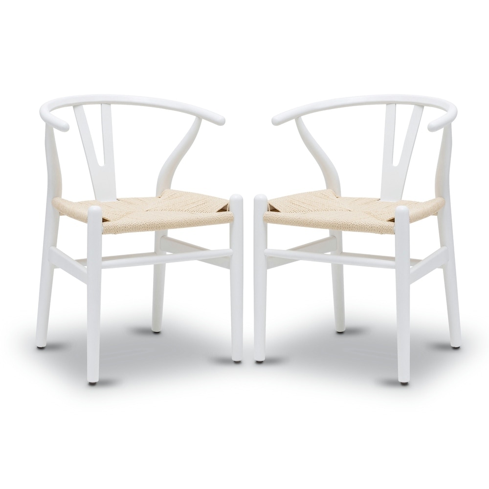 Poly and Bark Weave Chairs   Solid Wood Frame (Set of 2)