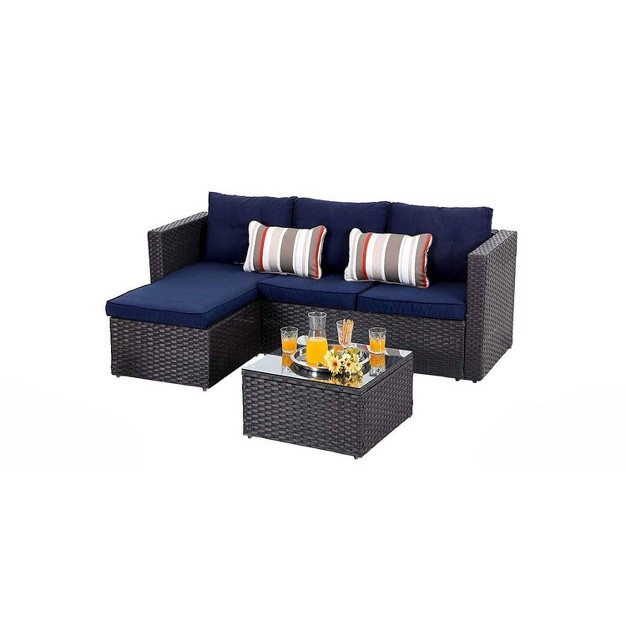 Captiva Designs 3pc Wicker Rattan Outdoor Furniture Set