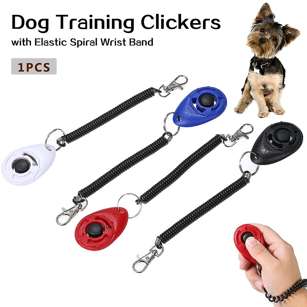 Dog Training Clicker With Elastic Spiral Wrist Band For Dog Playing Toy Blue