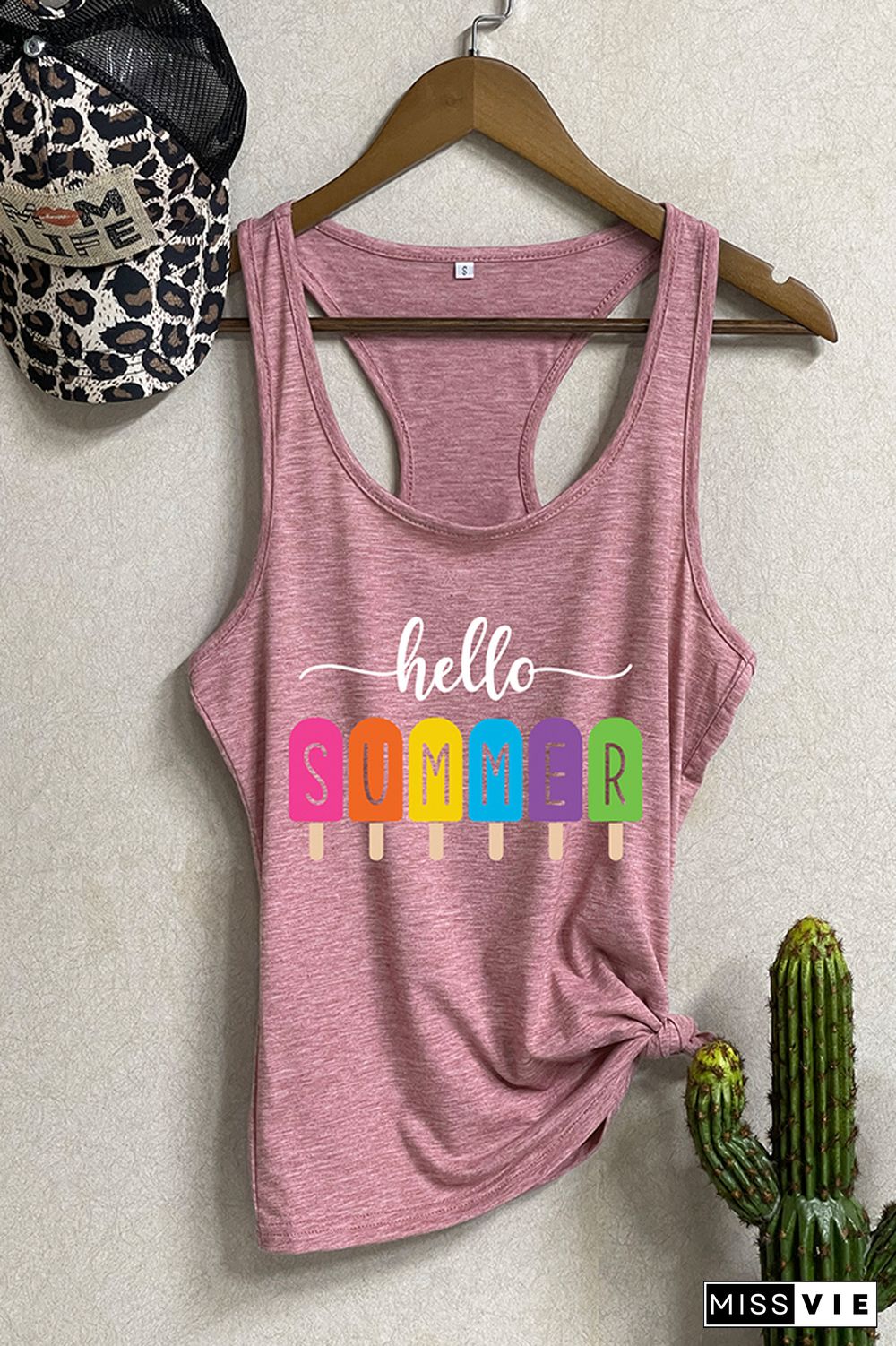 Hello Summer Graphic Tank Top Wholesale