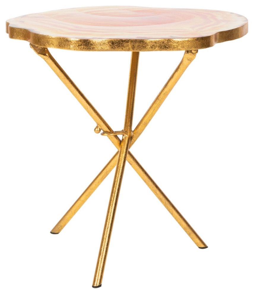 Shelley Faux Agate Side Table Multi Orange/Gold   Modern   Side Tables And End Tables   by Virgil Stanis Design  Houzz