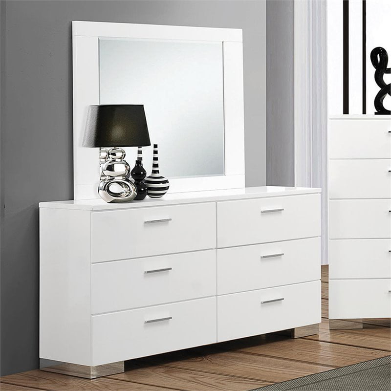 Felicity 6-drawer Dresser Glossy White