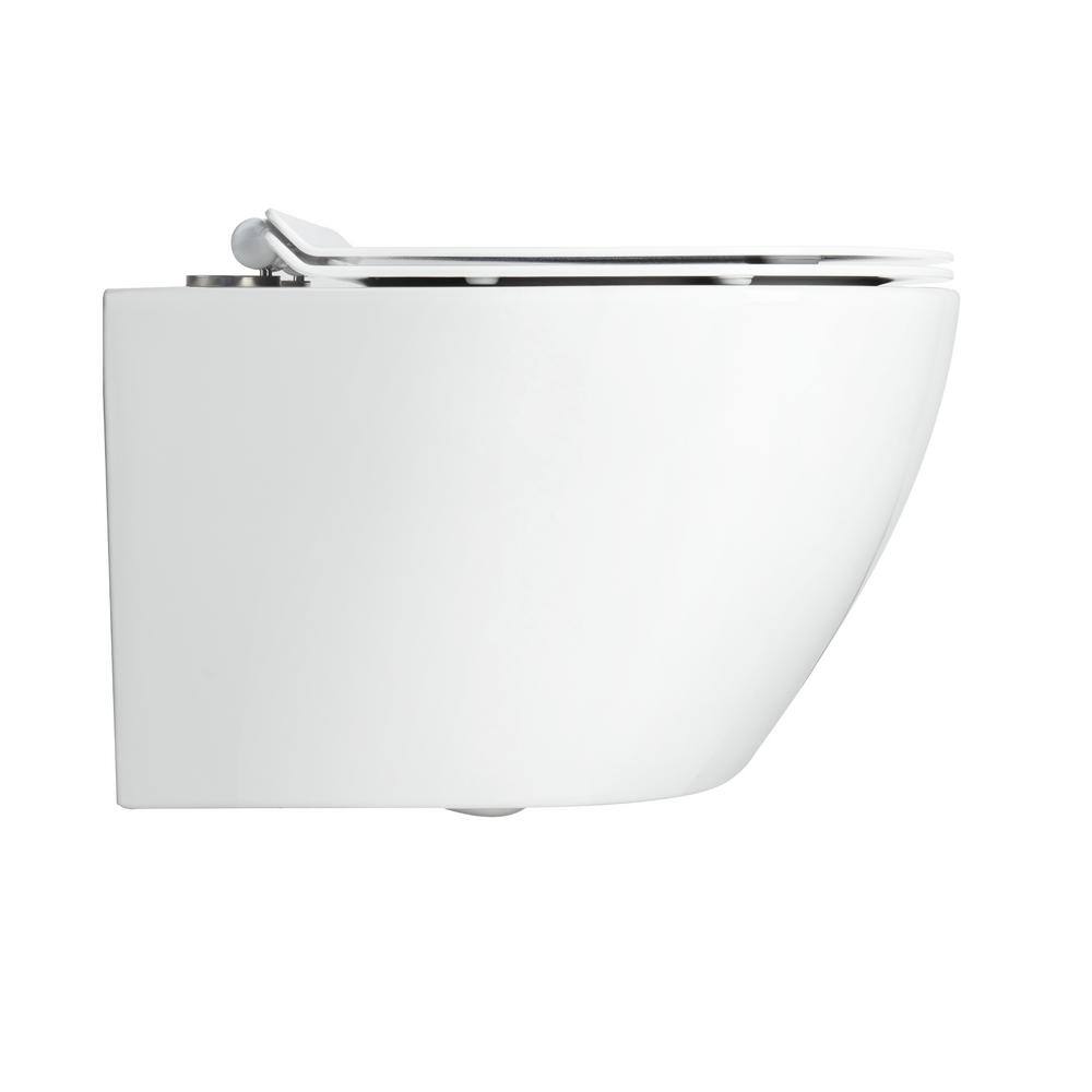 Casta Diva One-Piece Wall Hung Toilet 0.81.6 GPF Dual Flush Elongated Toilet with Soft Closing Toilet Seat in White CD-WT02