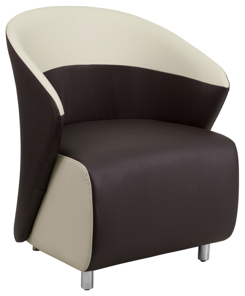 Dark Brown Leather Lounge Chair With Beige Detailing   Contemporary   Armchairs And Accent Chairs   by BisonOffice  Houzz