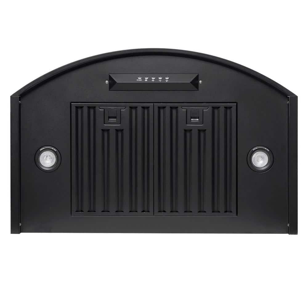 AKDY 30 in 343 CFM Convertible Wall Mount Kitchen Range Hood with Carbon Filters and LEDs in Black Painted Stainless Steel