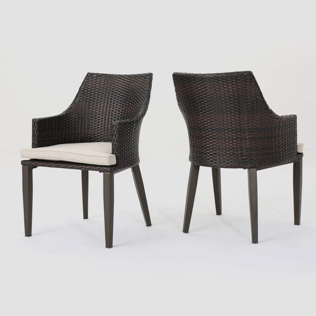 Hillhurst 2pk Wicker Dining Chairs Brown light Brown Christopher Knight Home