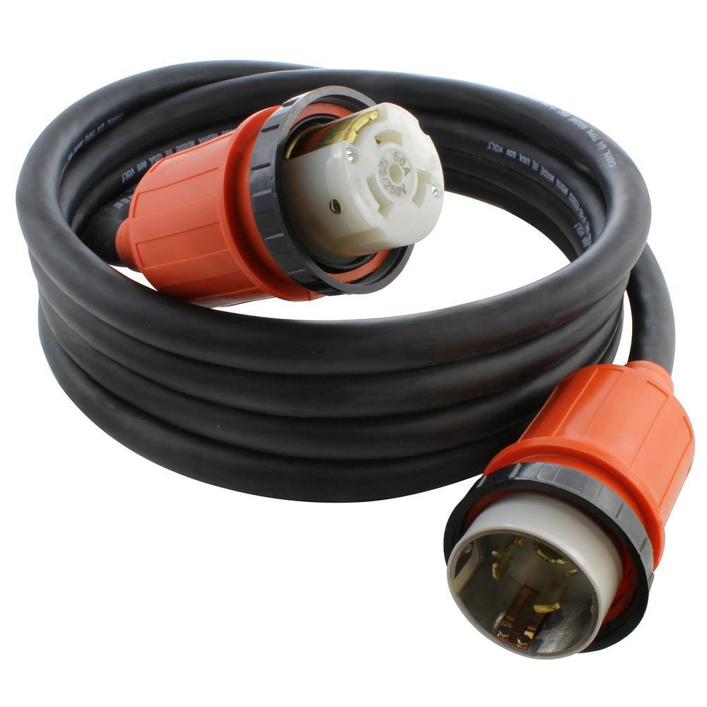 AC WORKS 75 ft. 64 SOOW NEMA SS2-50 50 Amp 125250-Volt Marine Boat Rubber Power Cord MSS2PR-075E