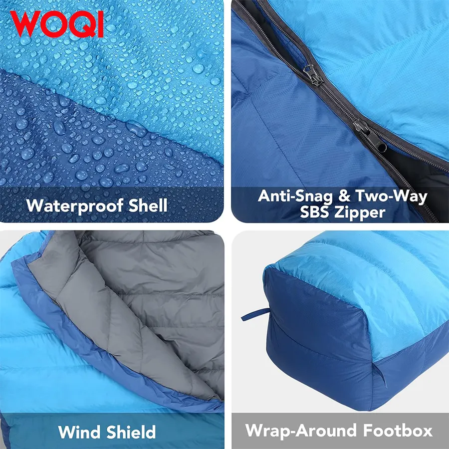 WOQI ultra light mummy sleeping bag suitable for cold weather