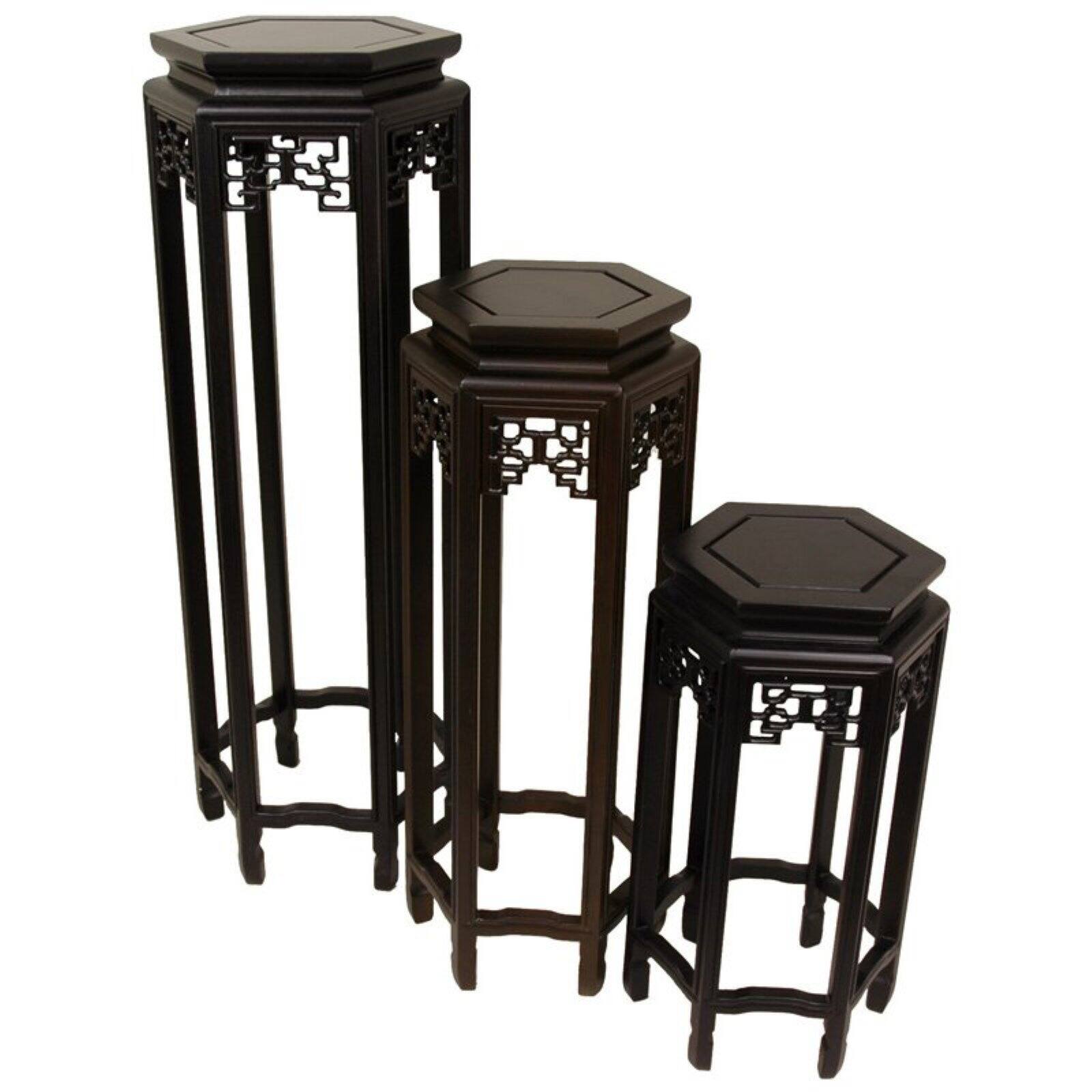 Oriental Furniture 36" Hexagon Plant Stand, plant base, decorative item, oriental design