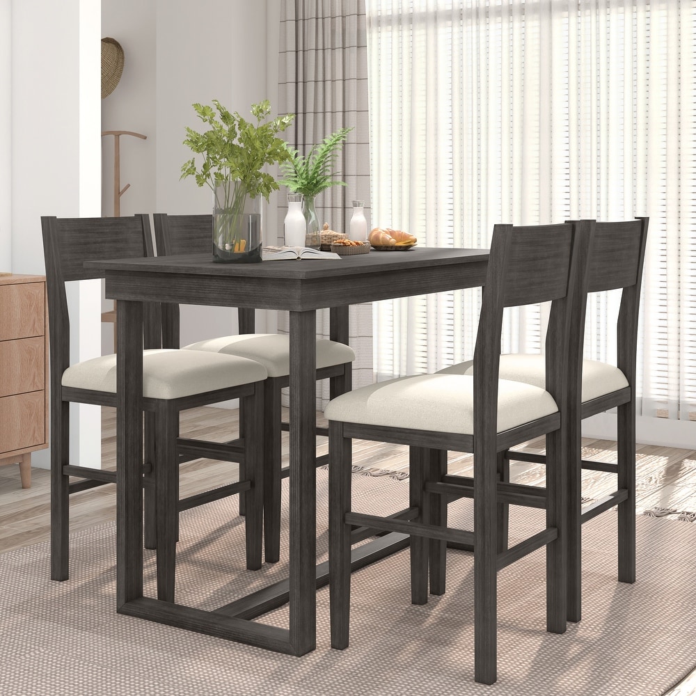 5 Piece Counter Height Dining Table Set with 1 Dining Table and 4 Dining Chairs