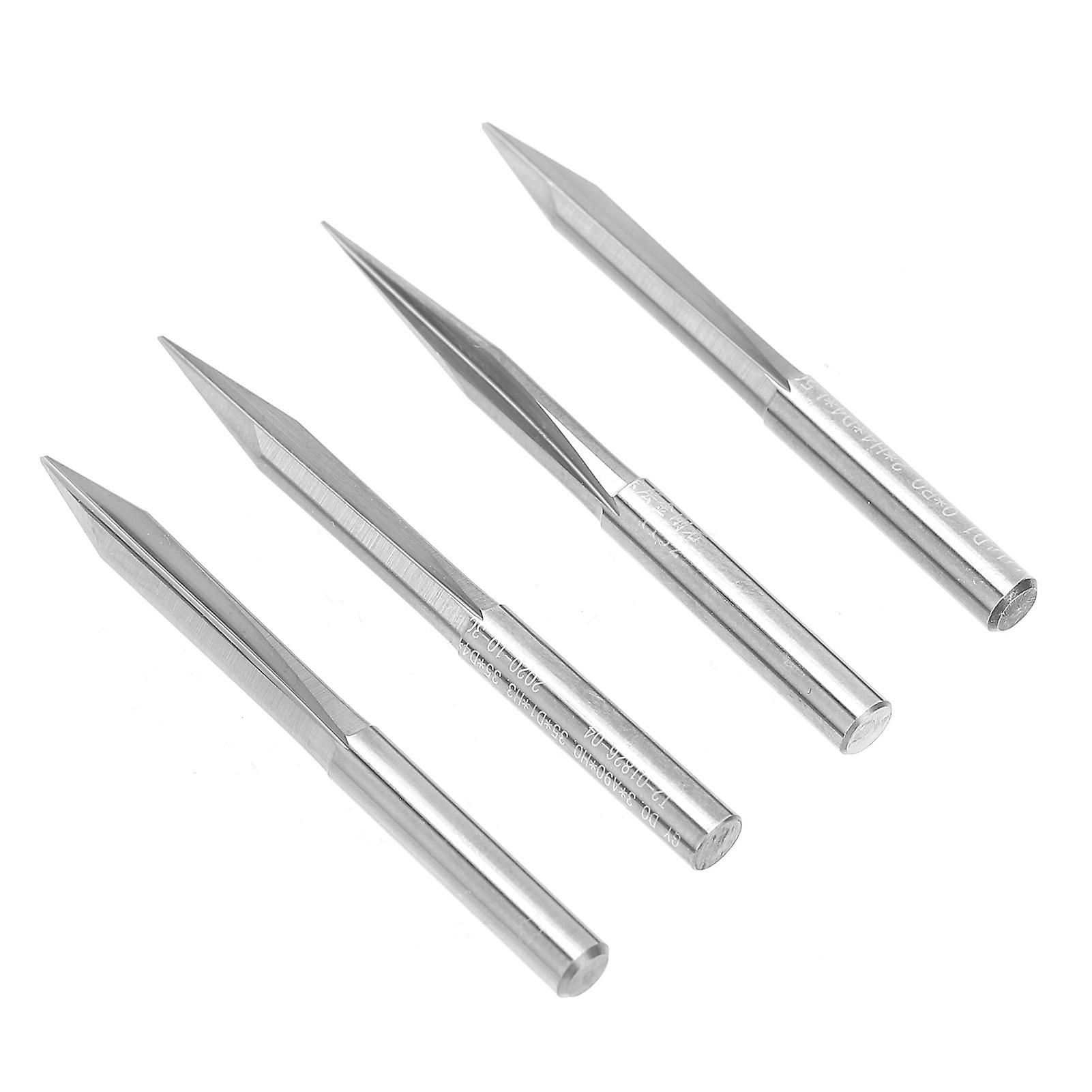 4pcs Vshaped Carving Cutter 2edged Engraving Bit 4x0.4x15/4x0.4x20/4x0.4x25/4x0.4x30