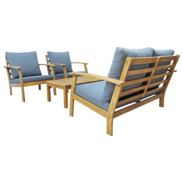 Truwood 4pc Fsc Wood Patio Set With Cushions Gray Dukap