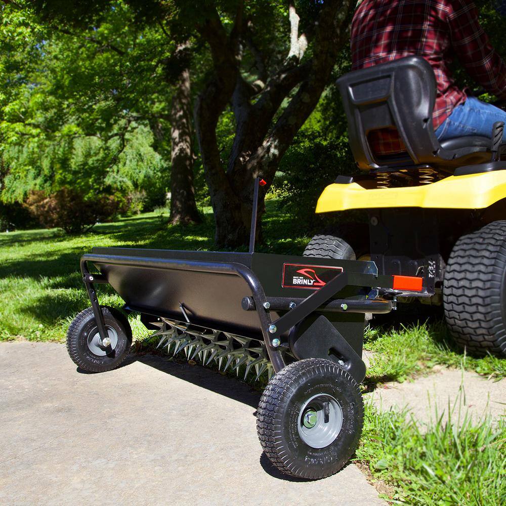 Brinly-Hardy AS2-40BH-G 40 in. Tow-Behind Combination Aerator Spreader with 3-D Steel Tines and Pneumatic Tires