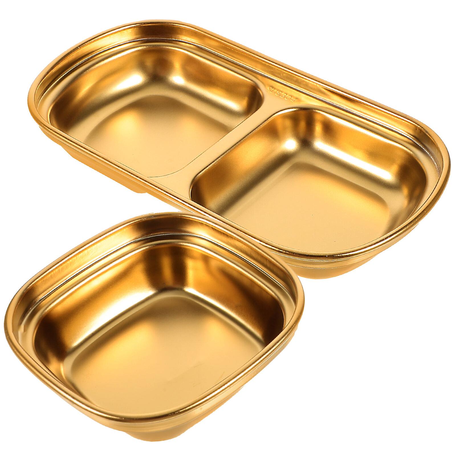 2pcs Stainless Steel Sauce Dish Tabletop Appetizer Serving Tray Reusable Dipping Bowl For Home Restaurant